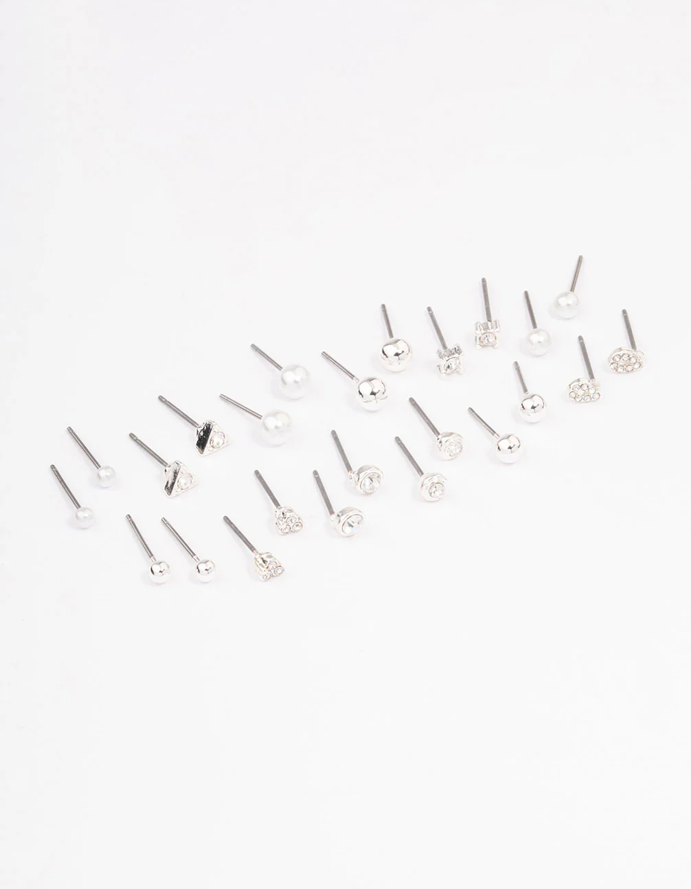 Silver Classic Pearl & Stone Earring 12-Pack