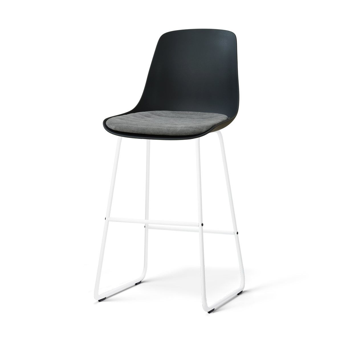 Nolon Nino-Liv Barkruk Zwart met Zeegrijs Zitkussen Wit Onderstel 75 Cm