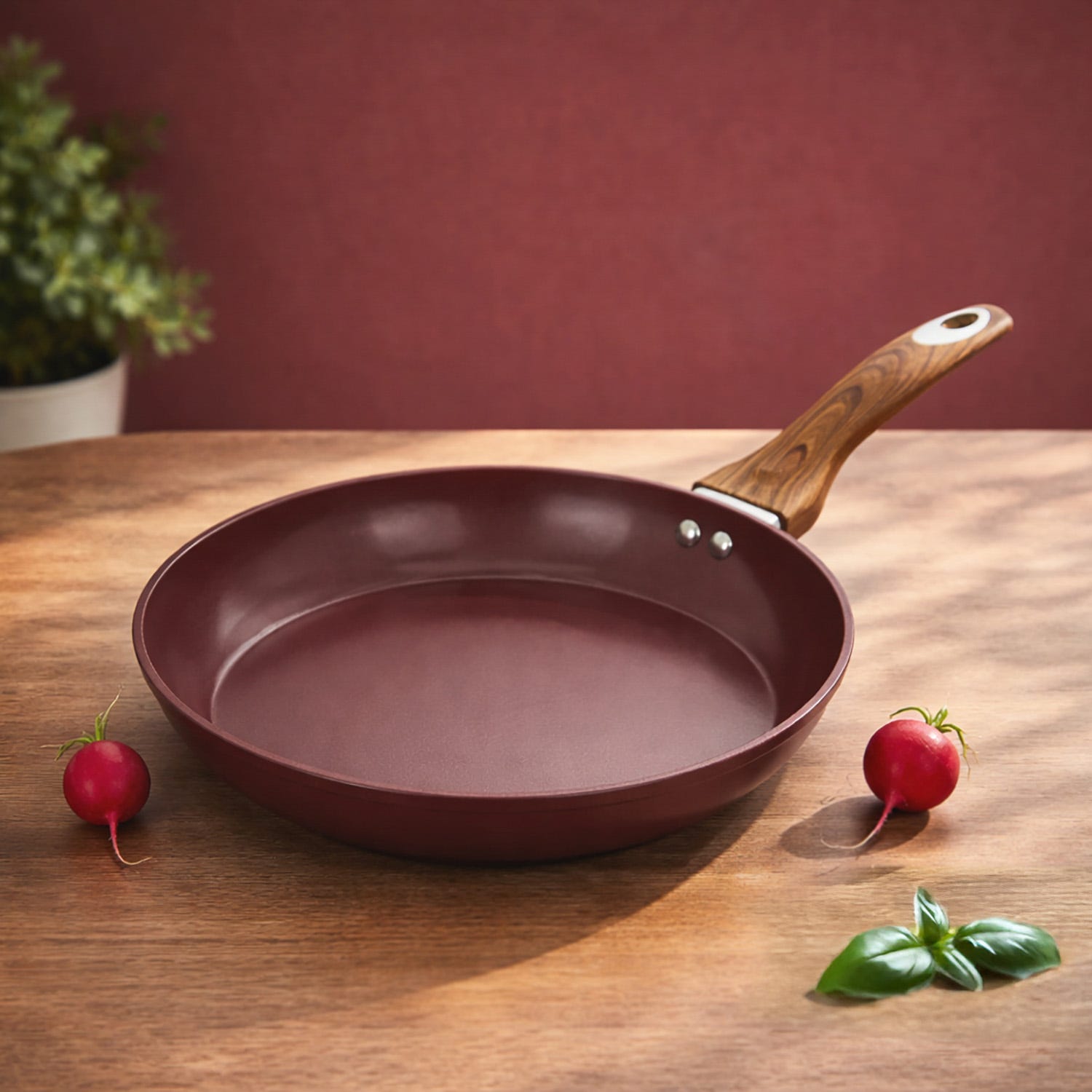 Padella 28 cm in ceramica burgundy New Ceramic