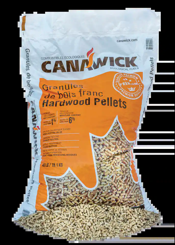 Canawick Long Burning Hardwood Pellets, 8700 BTUs/lbs, 40-lbs