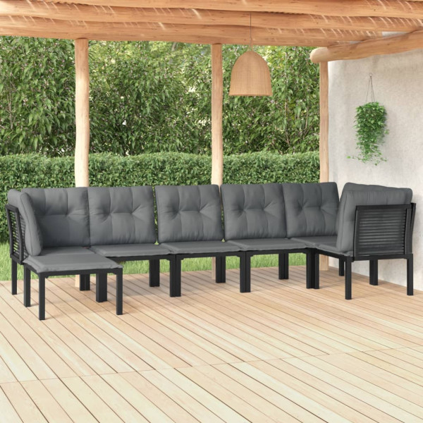 Zestaw wypoczynkowy do ogrodu Czarny Stal 3x narożna   3x sofa środkowa