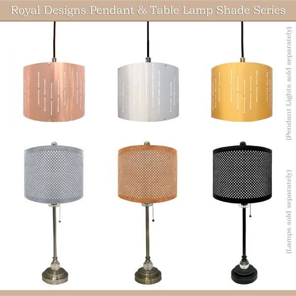 Royal Designs, Inc. Do-It-Yourself "DIY" Faux Leather Stencil Design Uno Drop Hardback Lamp Shade, Light Brown, 10" x 10" x 8.5"