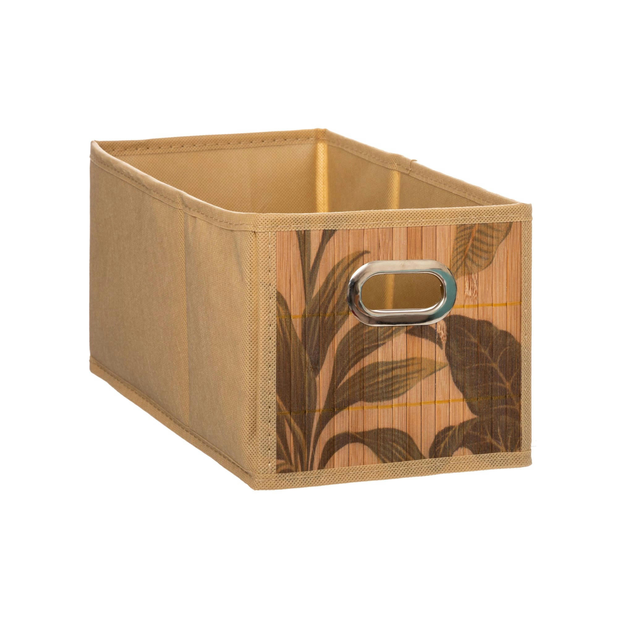 - Panier rangement salle de bain bambou feuillage exotique - 15x31x15cm