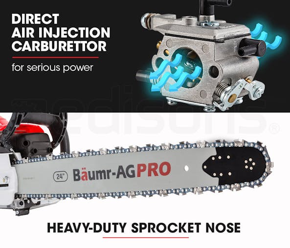 NNEMB Commercial Petrol Chainsaw E-Start 24 Bar Chain Saw Top Handle Tree Pruning