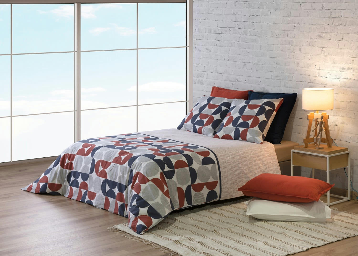 MOON - Parure housse de couette coton blanc 200x200 cm