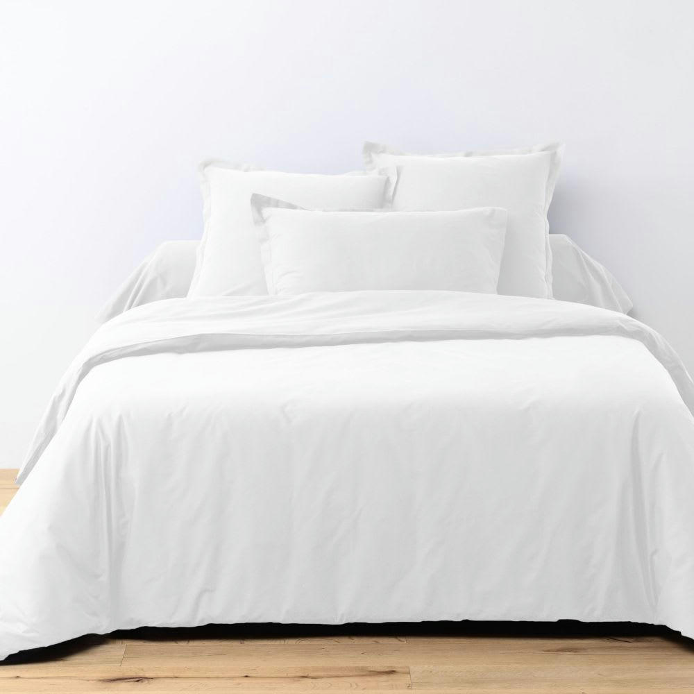 - Parure de lit 2 places coton unie blanc 240x260 cm