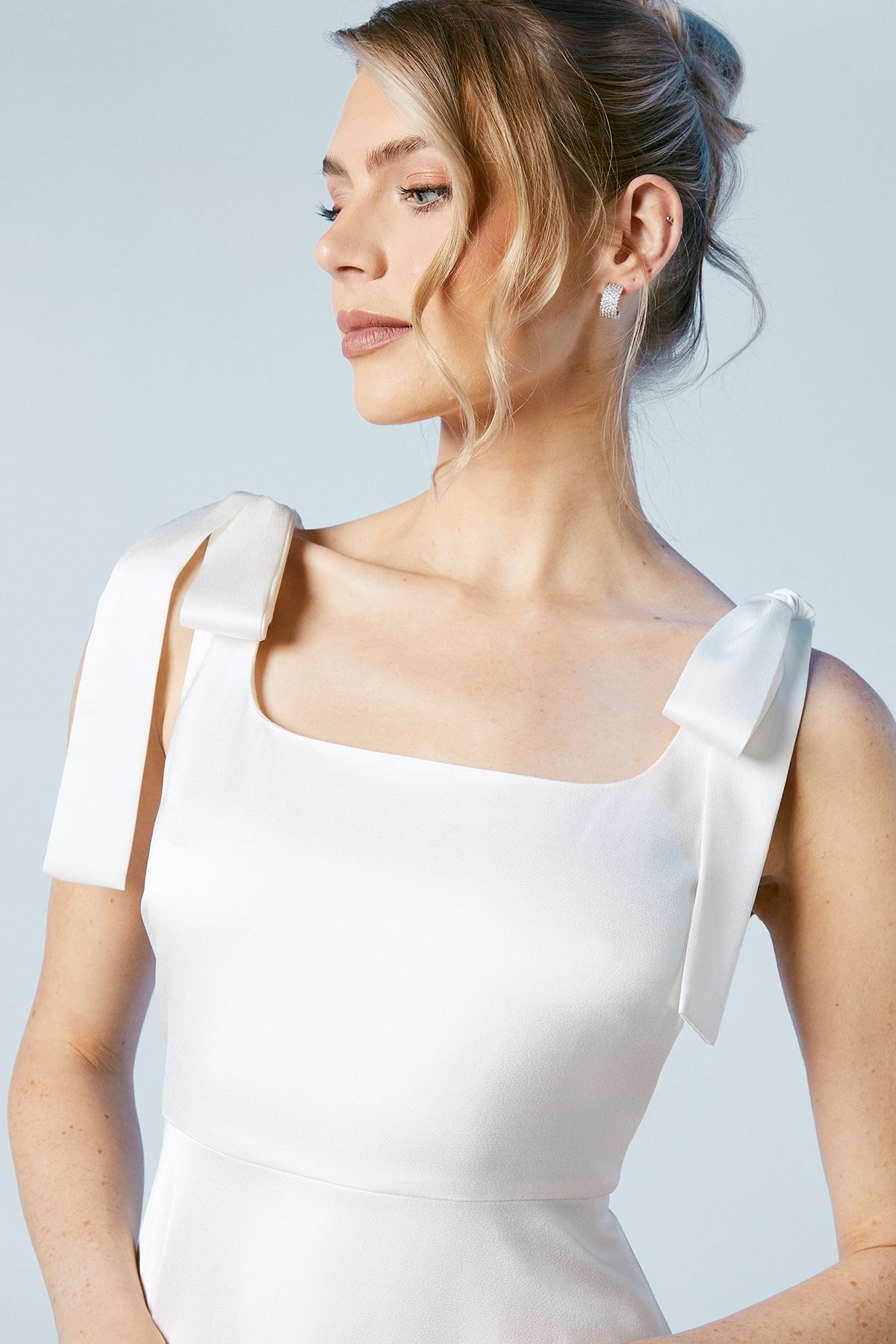 Oasis Tie Shoulder Satin Bridal Mini Dress