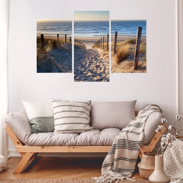 Obraz TRYPTYK Morze Plaża Wydmy Natura 3D 60x40cm