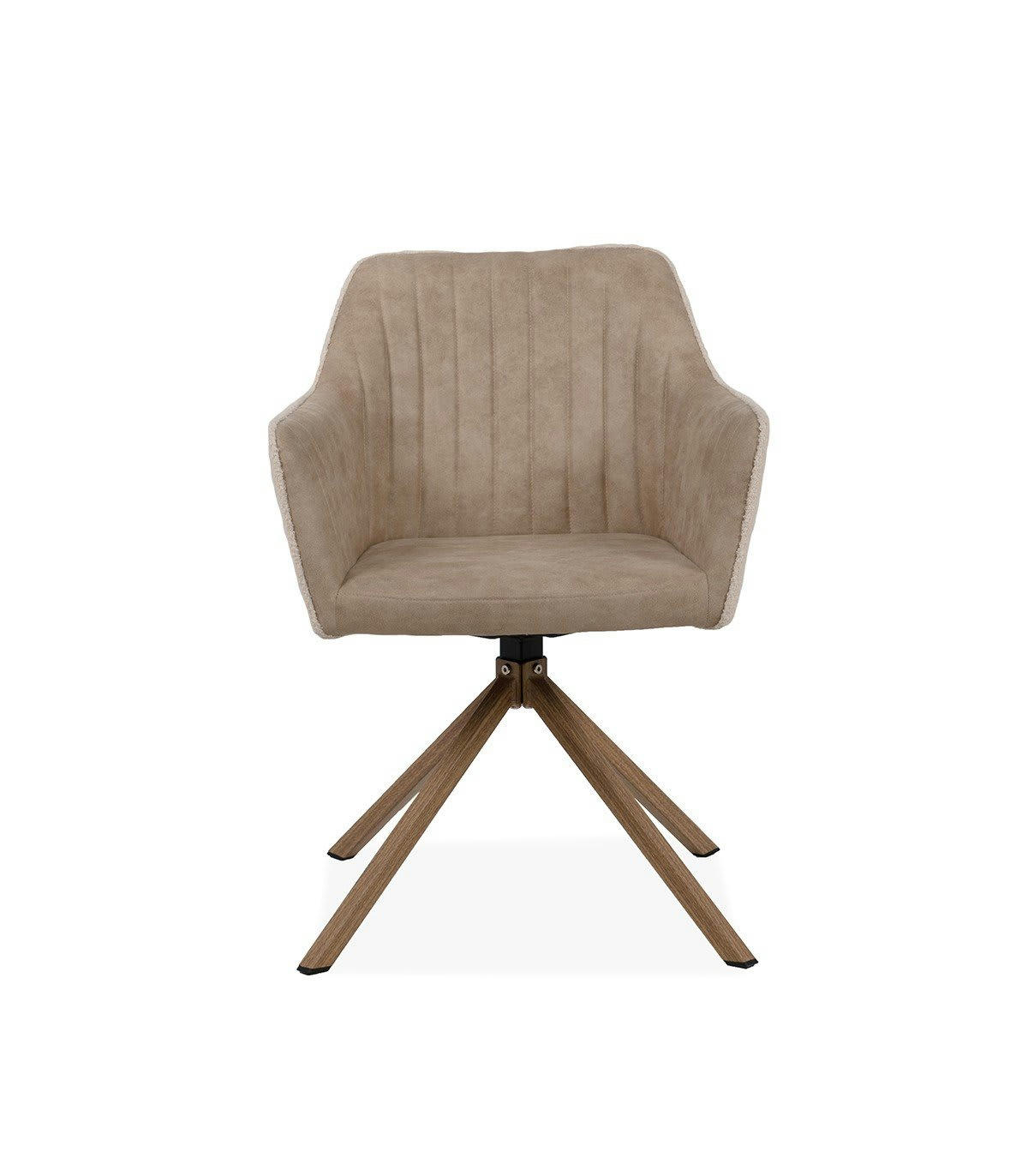 RAY - Lot de 2 Chaises Beige en Tissu Bouclette - L60 cm