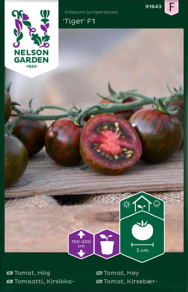 GRØNNSAKSFRØ NELSON GARDEN CHERRYTOMAT TIGER F1