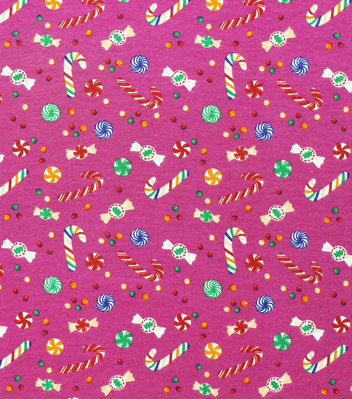 Candies on Pink Super Snuggle Christmas Flannel Fabric
