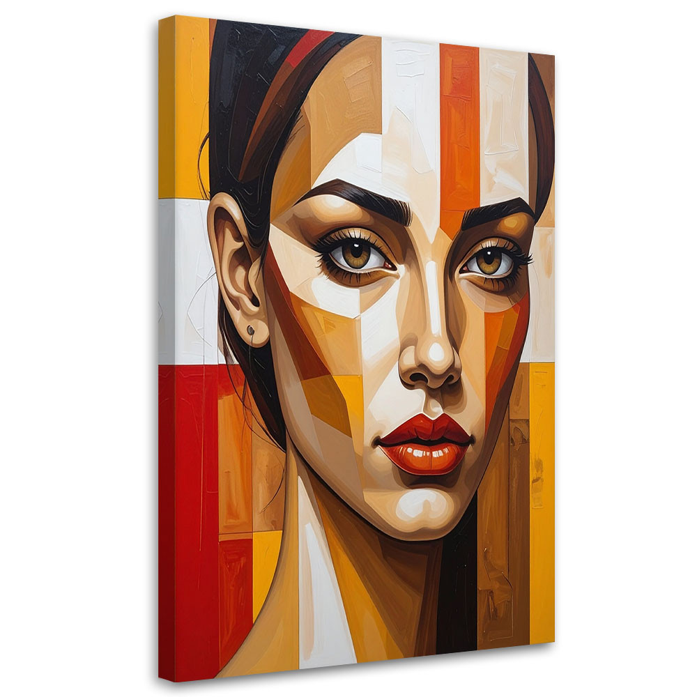 Obraz do salonu sypialni, Kobieta portret pomarańczowy czerwony 20x30