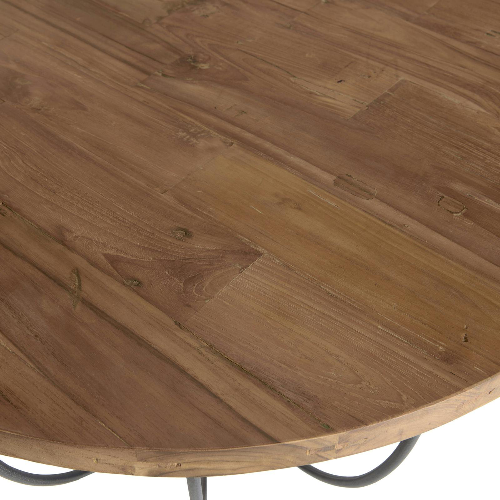 Table basse ronde en teck recyclé et métal D80cm SWING