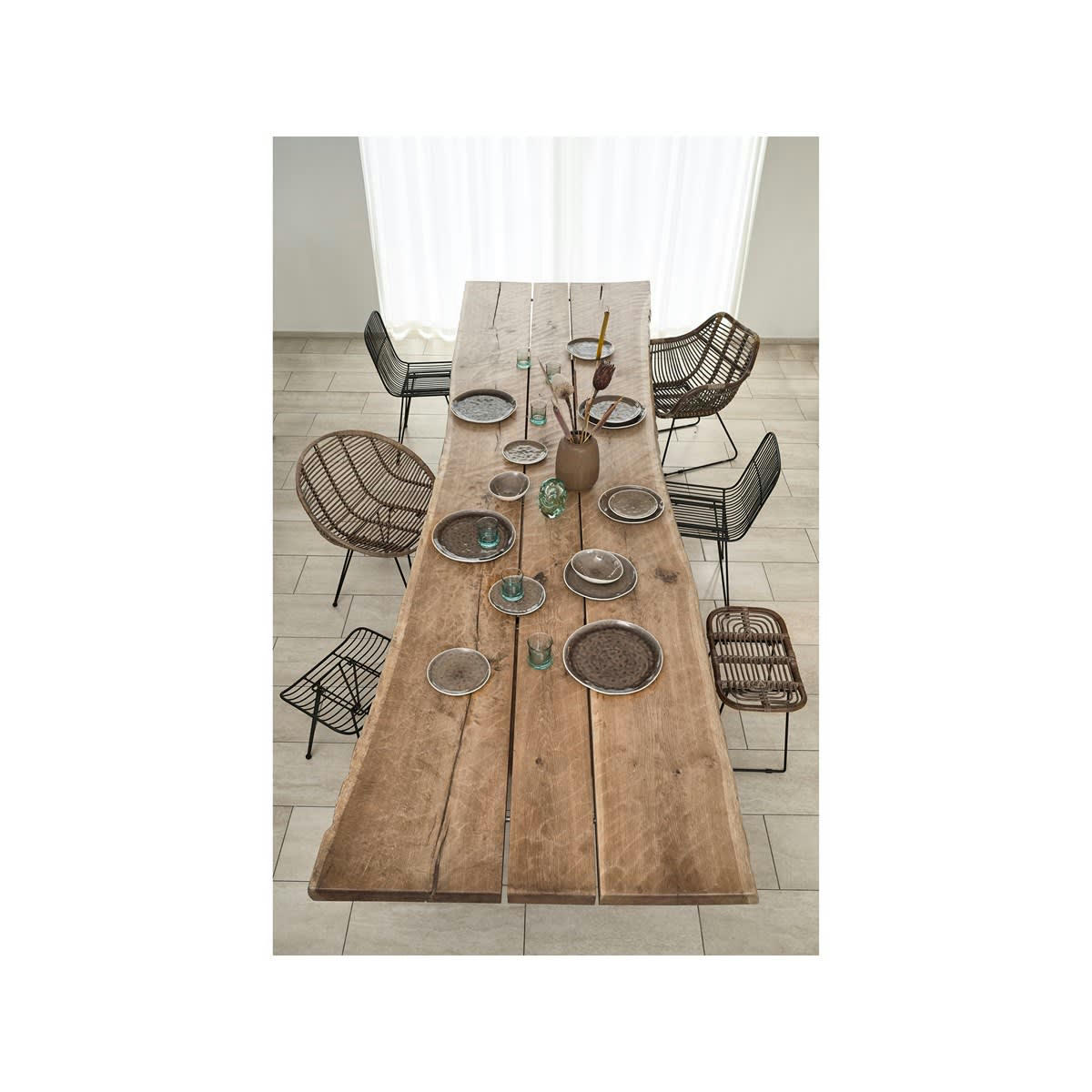 LIVING - Tabouret en fibre beige