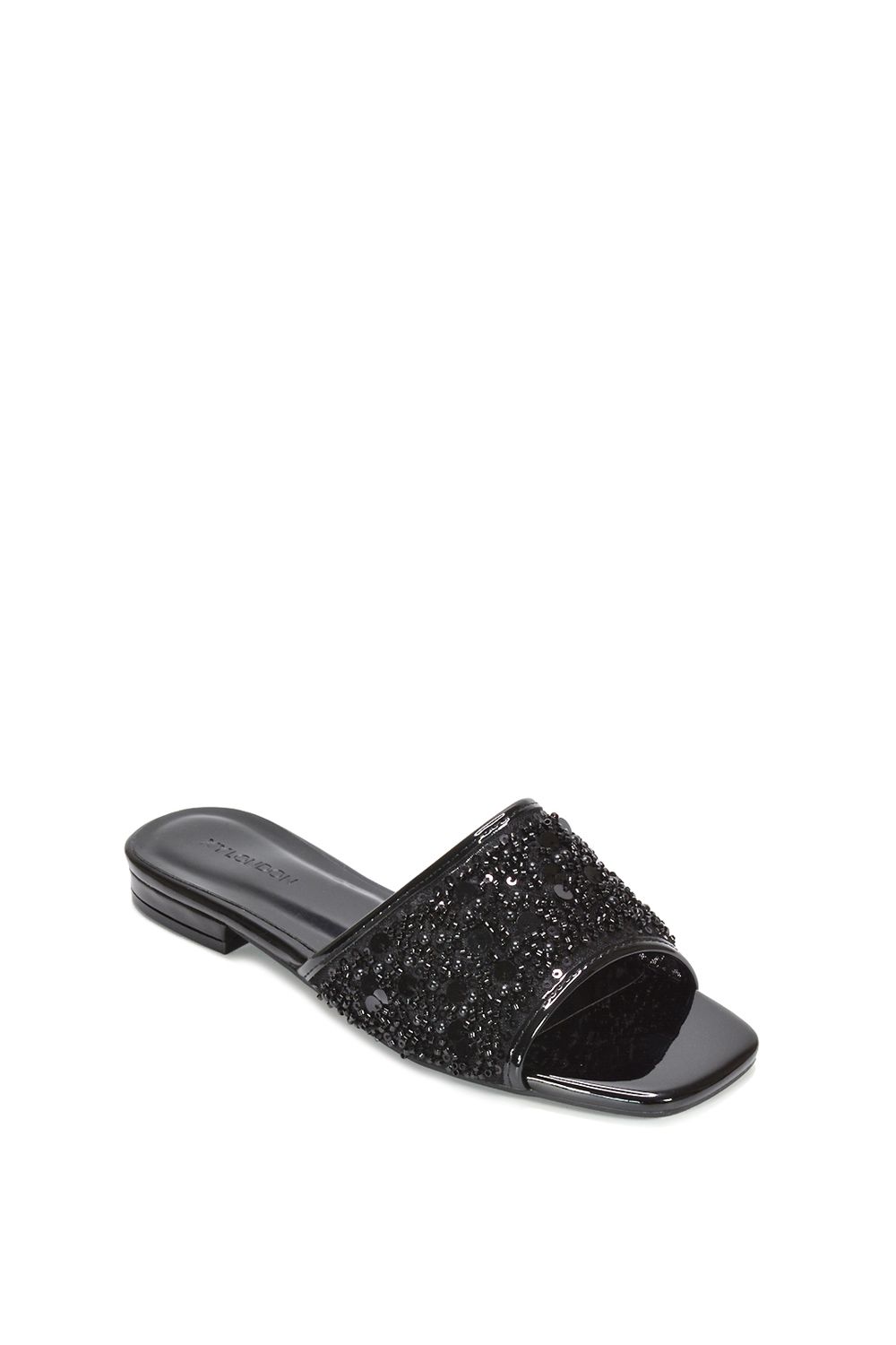 XY London Ziva' Embroidered Sequin Slip On Slider Sandals