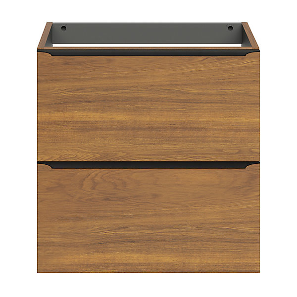 Meuble sous vasque suspendu faible profondeur effet noyer l.60 x H.60 x P.36 cm, GoodHome Imandra