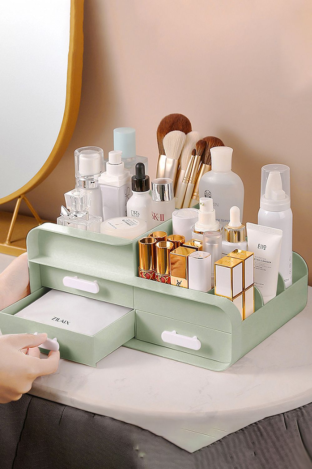 Living and Home Makeup Desk Organizer With Drawers,Countertop Organizer for Home Dormitory Office