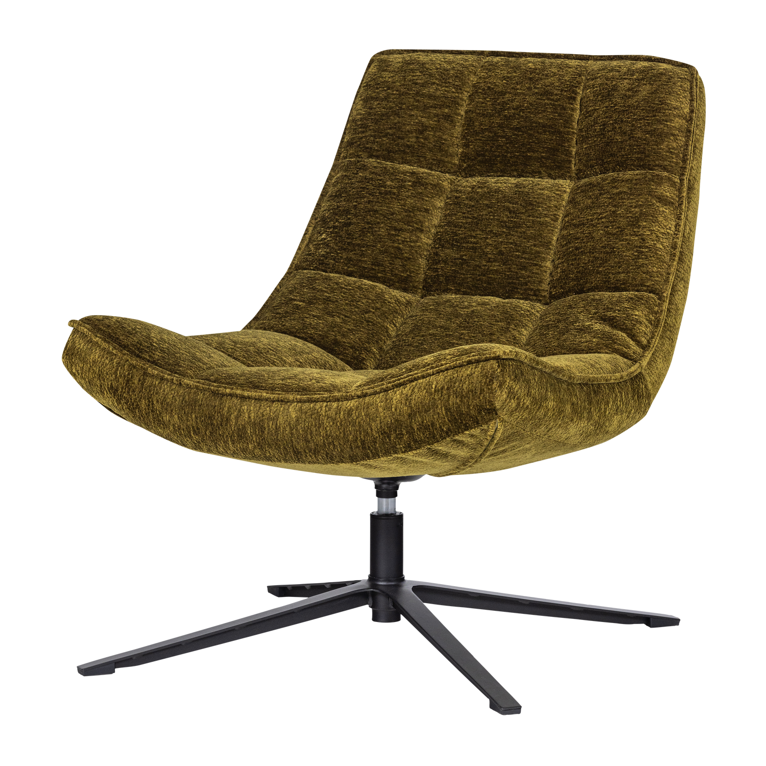 WOOOD Maudi Draaifauteuil - Chenille - Groen - 84x74x86