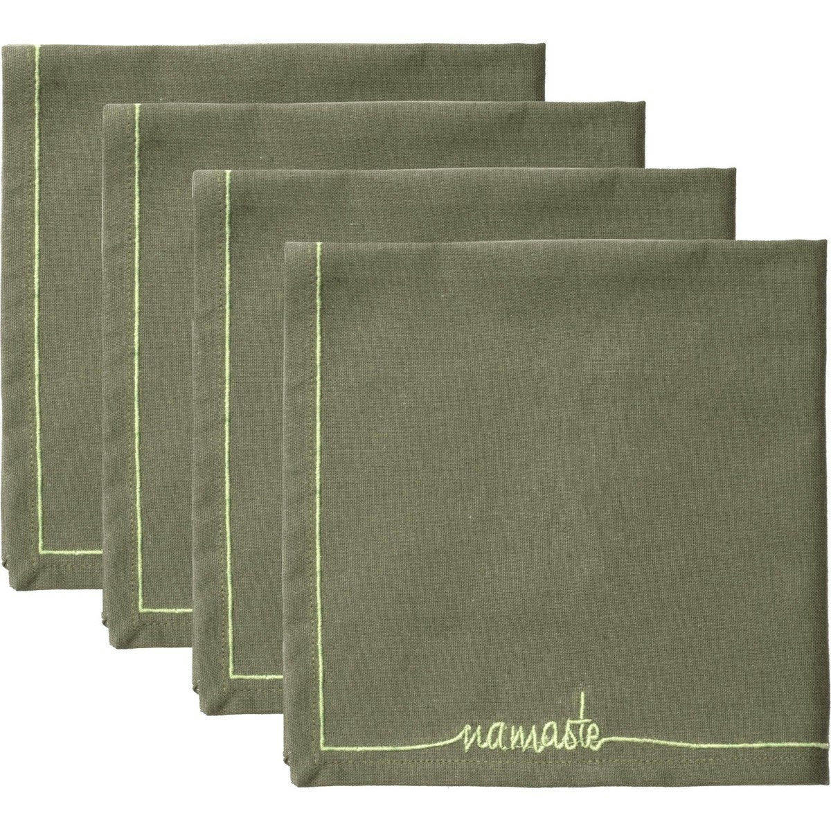 NAMASTE - Serviettes de table (x4) coton  45x45 vert lichen