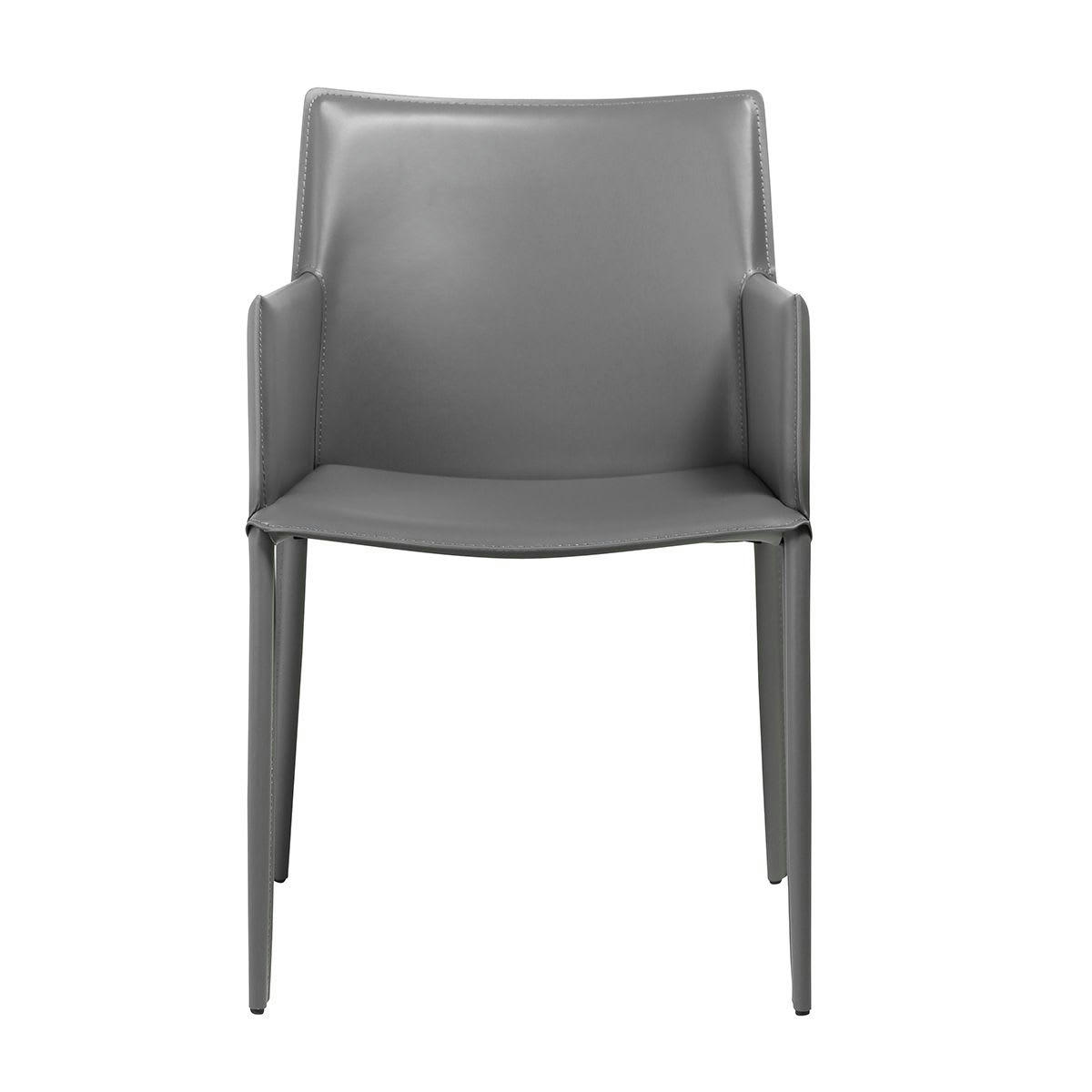 SOLÈNE - Fauteuil cuir gris avec accoudoirs