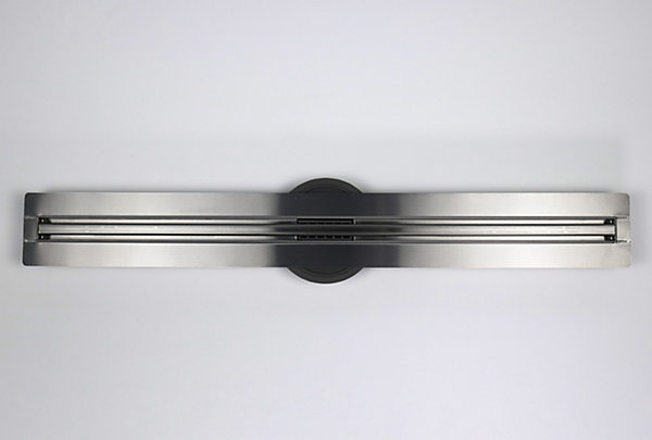 Caniveau de douche en Acier inox avec Siphon évacuation, Drain de cabine de douche avec Filtre anti-odeurs, Chrome, FlexM03, 90cm