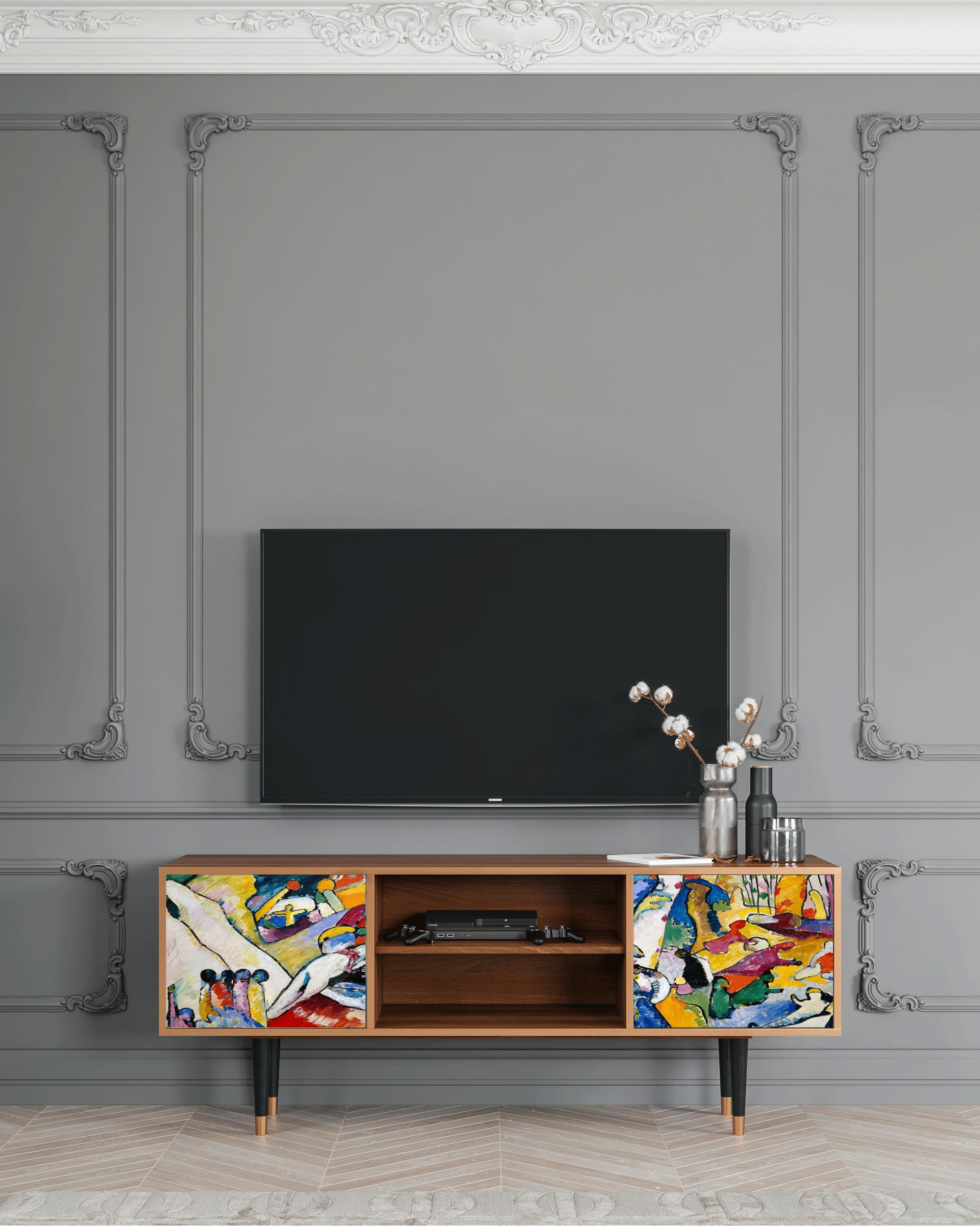 IMPROVISATION 26 BY WASSILY KANDINSKY - Meuble TV  multicolore 2 portes L 170 cm