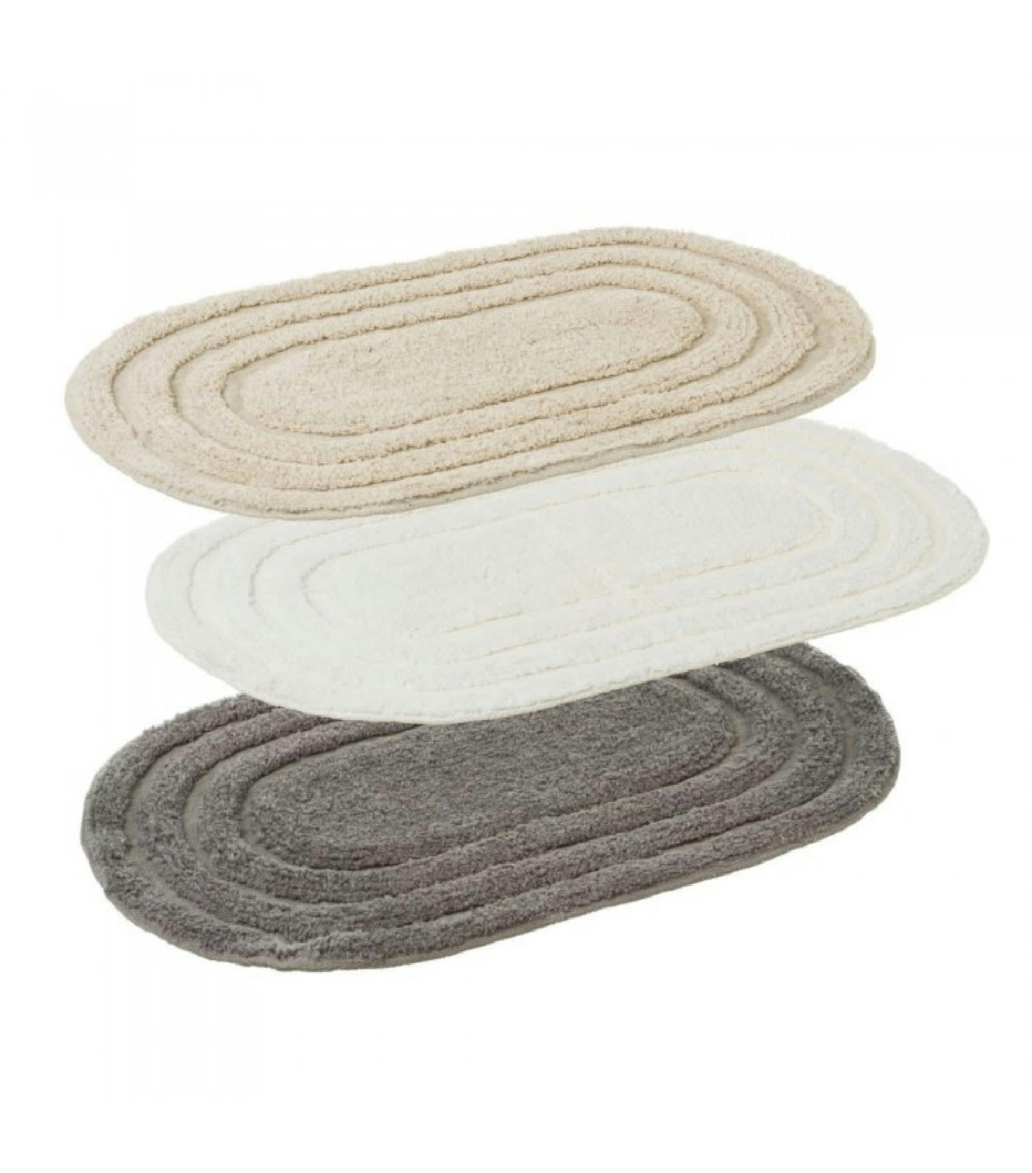 COTON - Tapis de bain coton ovales L63cm - Lot de 3