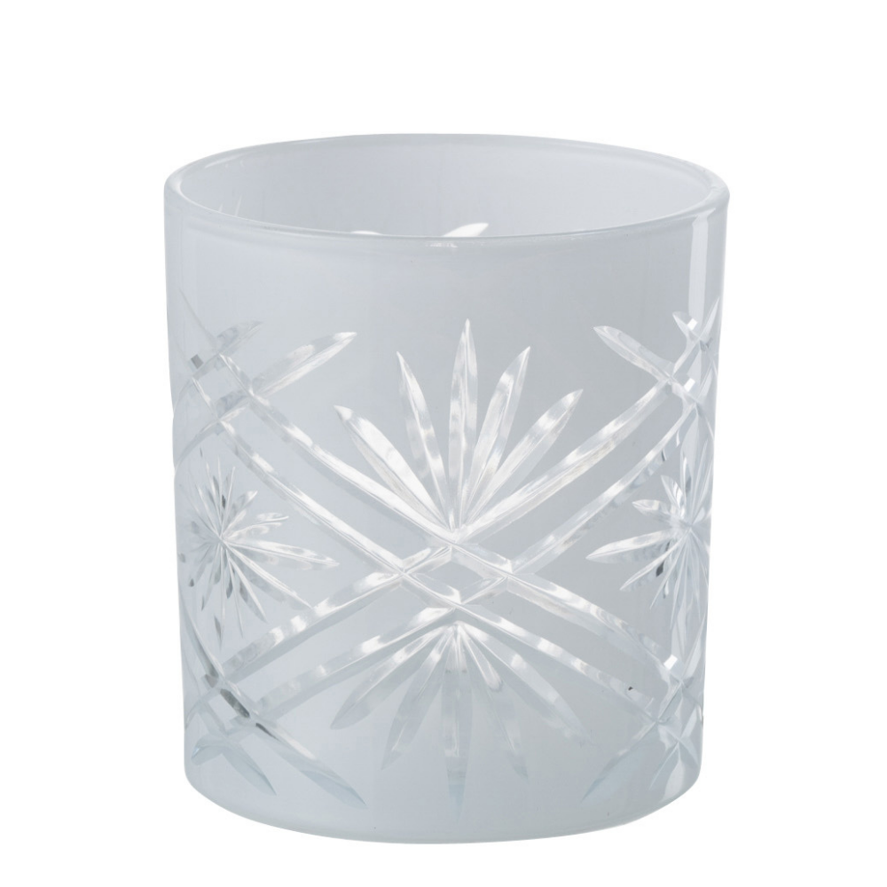 J-Line windlicht Santorini - glas - wit - small - 4 stuks