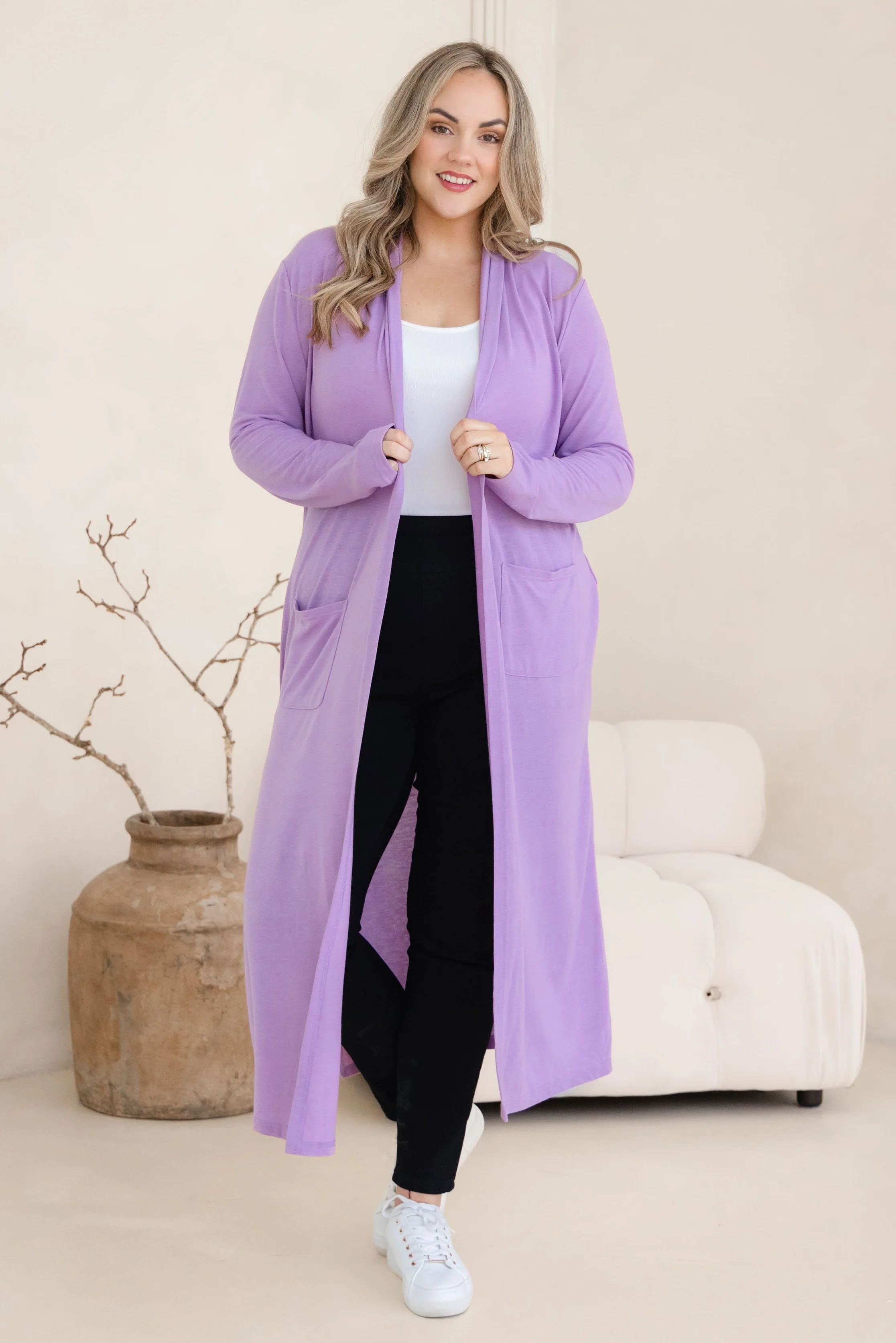 Jane Cardi Maxi Length in Lavender