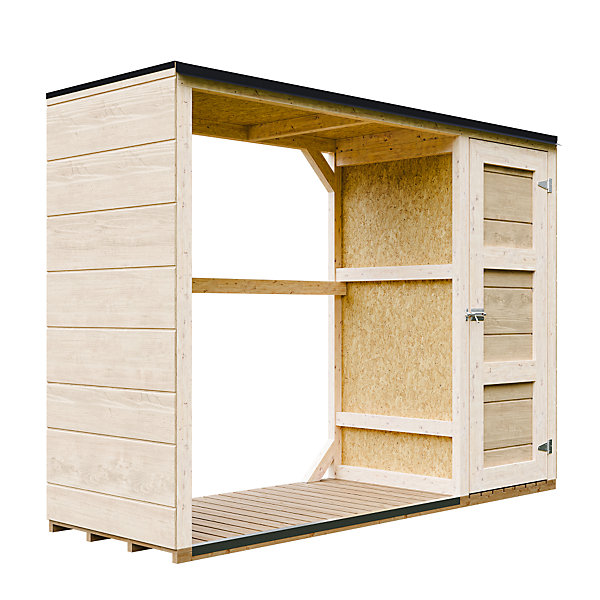 Abri à bûches extérieur - 75 x 217 x H159 cm - Abri à outils et bûches - 1,09 m²   0.53 m² - M981 - Timbela