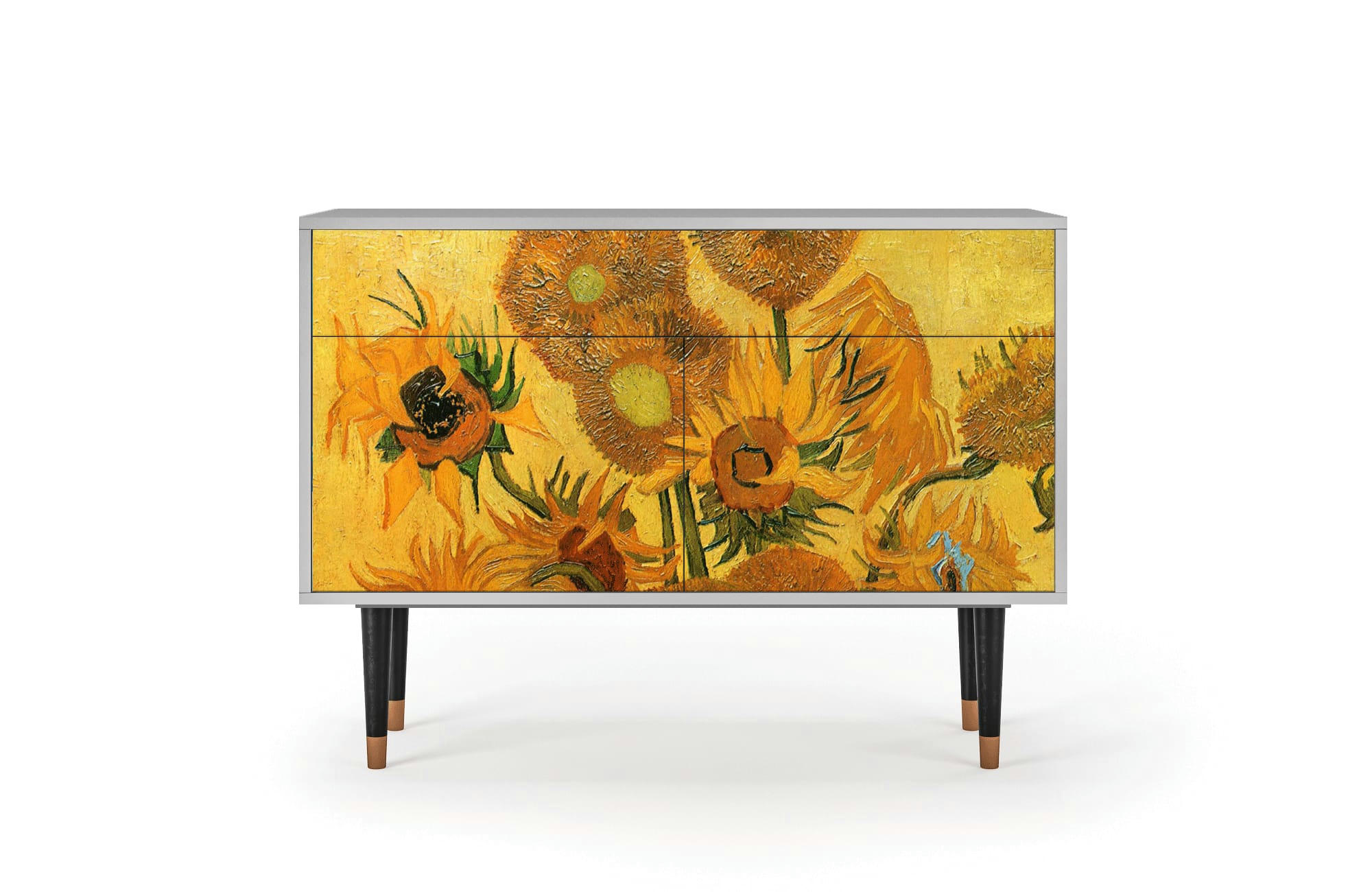 SUNFLOWERS BY VINCENT VAN GOGH - Buffet  jaune 2 tiroirs et 2 portes L 115 cm