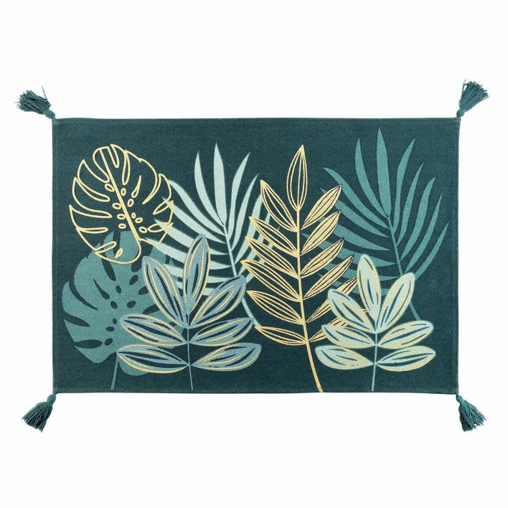 ORNELLA - Tapis pompons métallisé émeraude 60x90cm