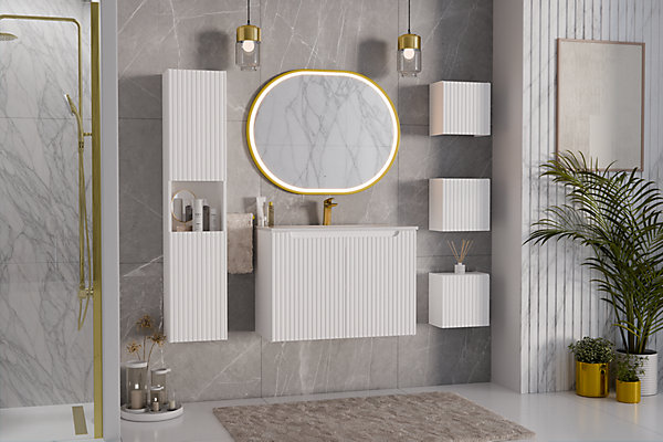 Etagère haut de salle de bain suspendue NOVA BLANC 27 x 28 cm