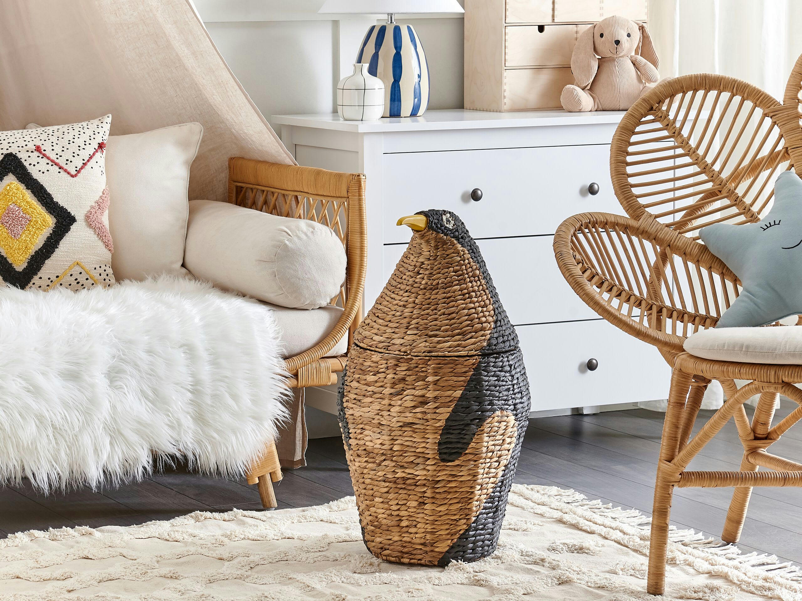 HADZABE - Panier pingouin en fibre de jacinthe d'eau naturel