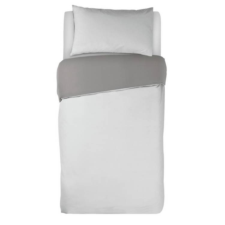 Habitat Easycare Two Tone White & Grey Bedding Set - Single