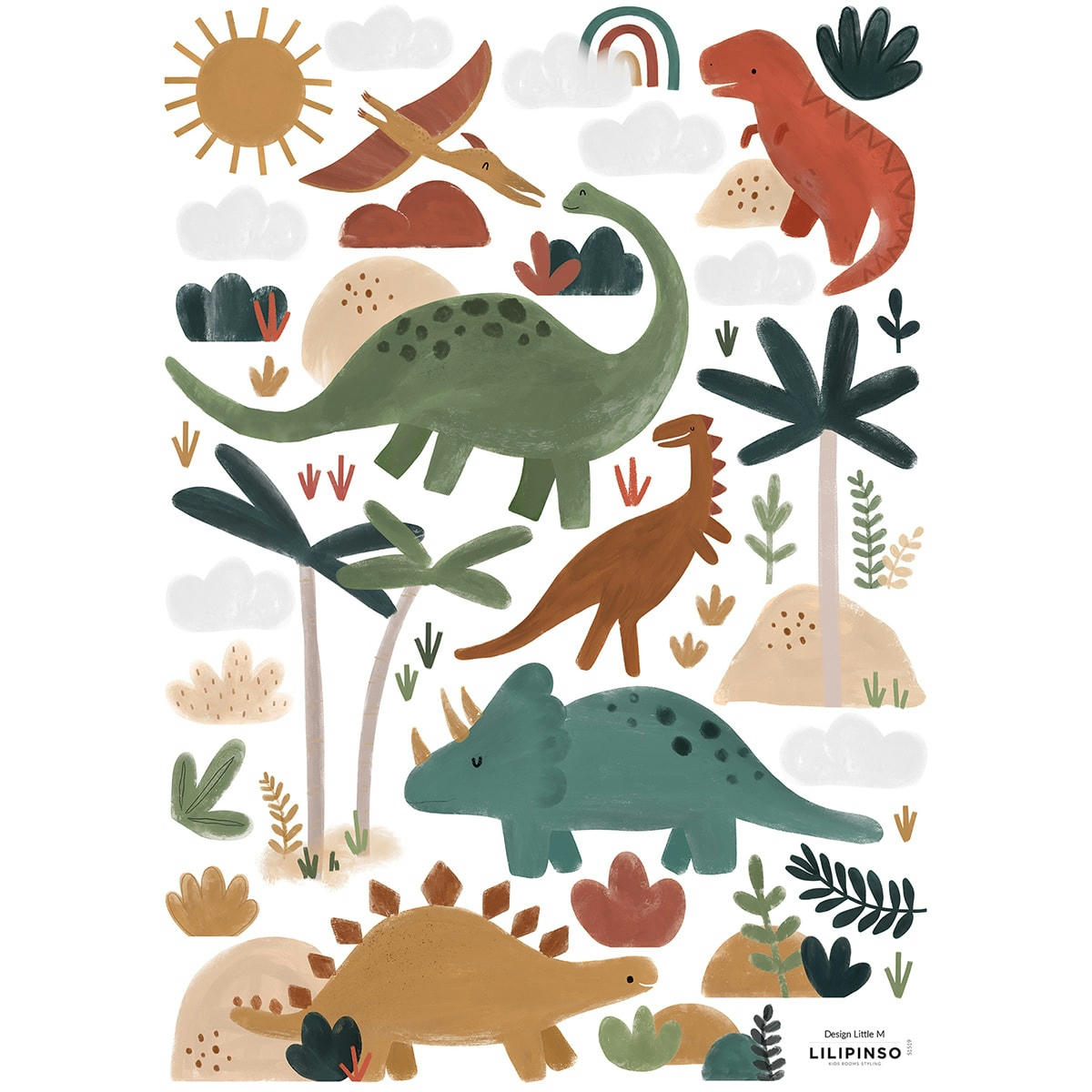 SUNNY - Stickers muraux les dinosaures en vinyle mat multicolore