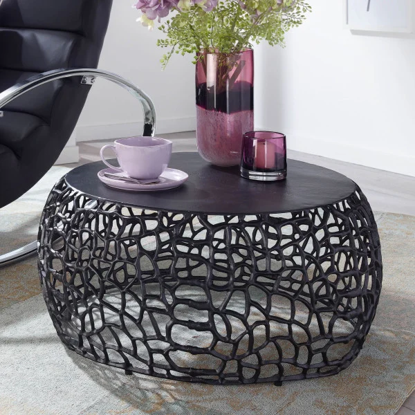 FineBuy Stolik kawowy metal czarny