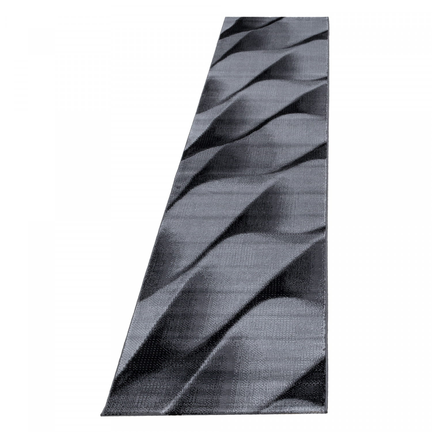 Dywan nowoczesny Parma fale szaro-czarny 80 cm x 300 cm