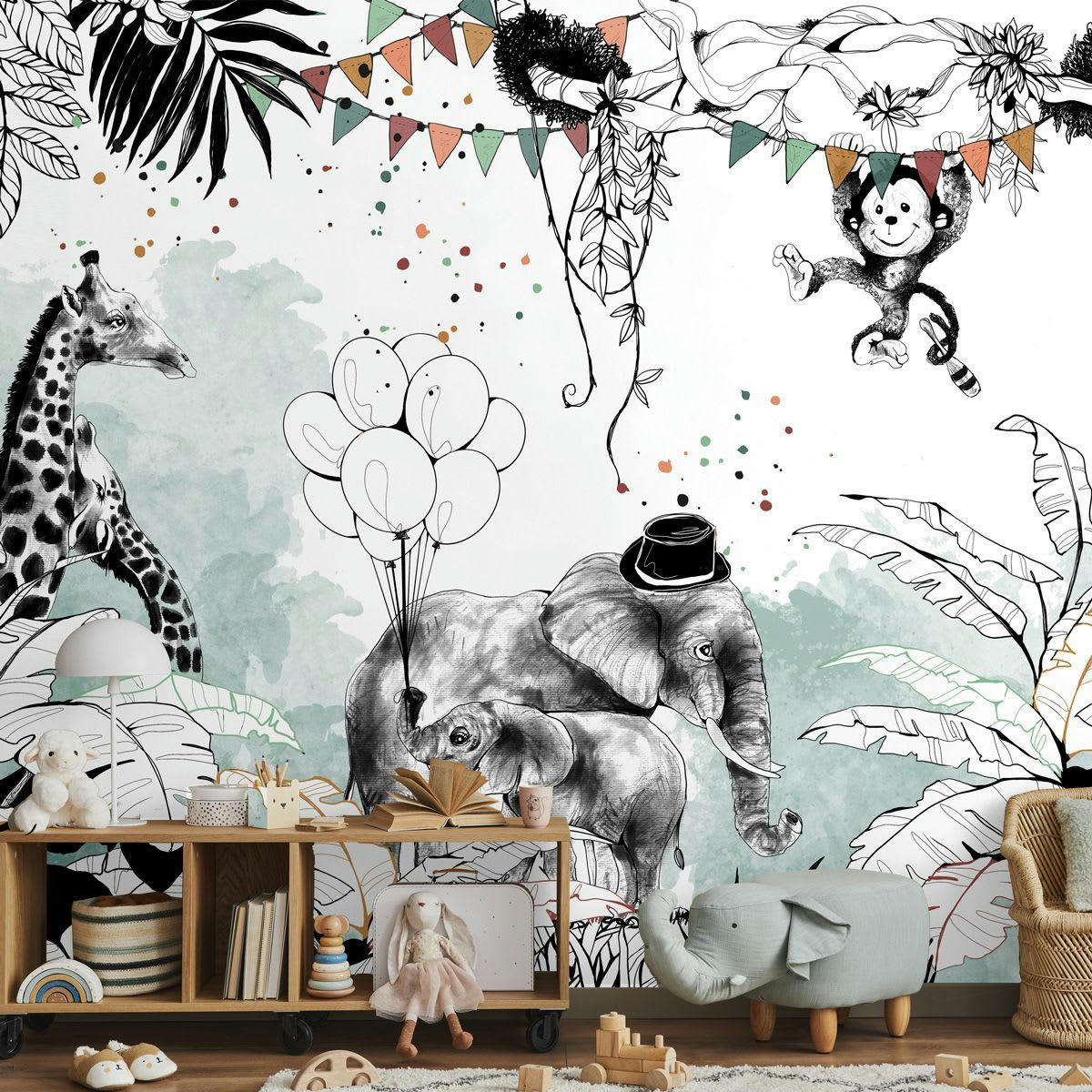 - Papier peint panoramique enfant cirque de la jungle 425 x 250 cm