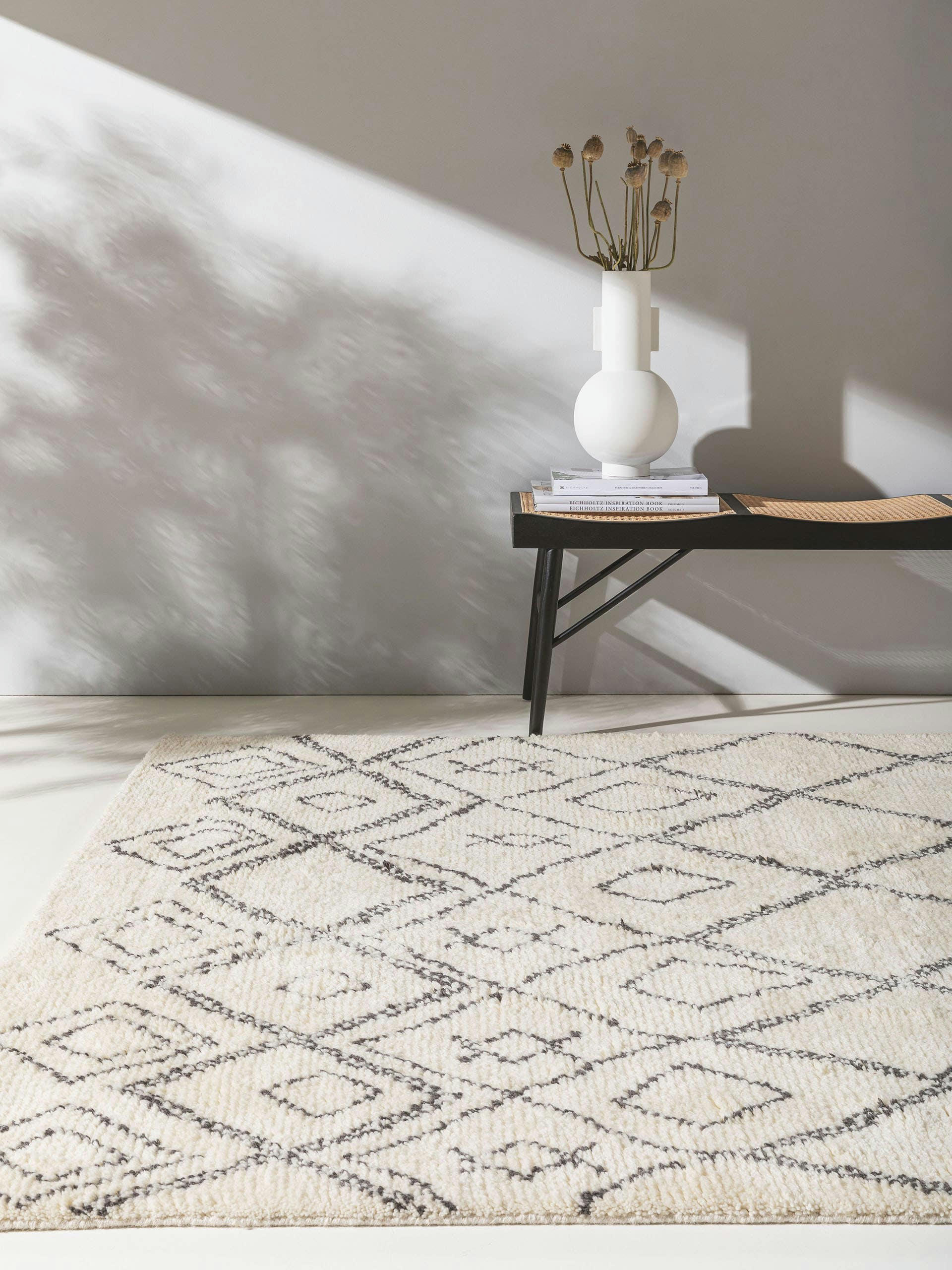 WILMA - Tapis de laine noir & blanc 80x150