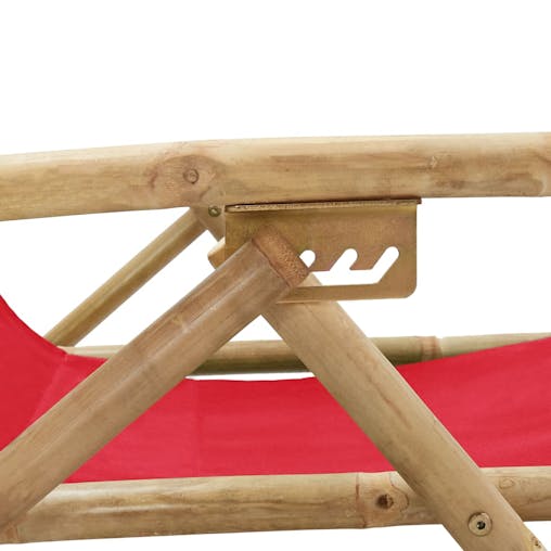 NNEVL Reclining Relaxing Chair Red Bamboo and Fabric