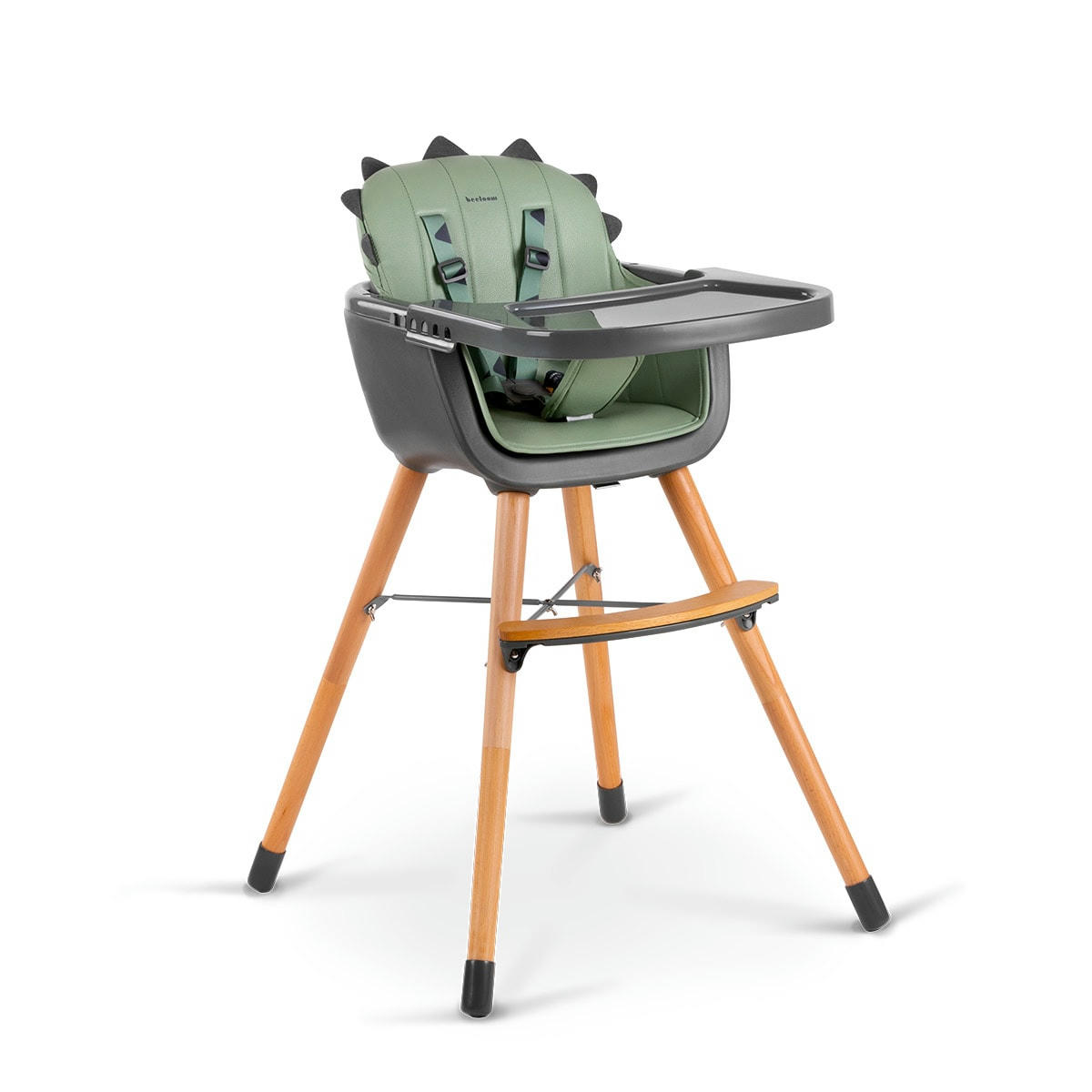 - Chaise haute 4en1 convertible chaise d'apprentissage, en bois, verte