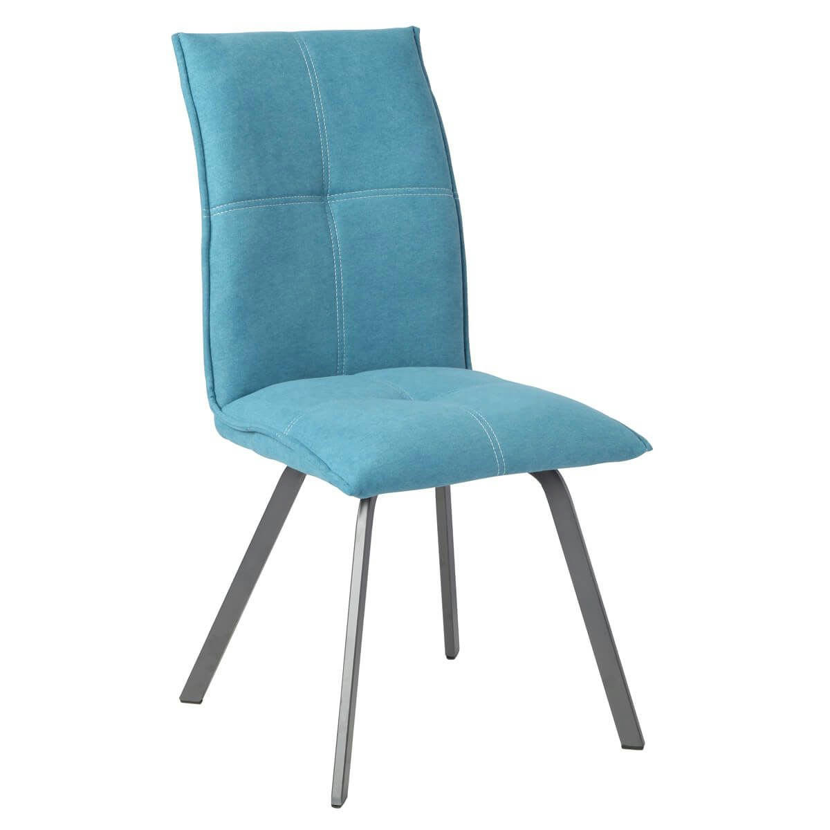 BISPO - Lot  de 2 chaises tissu coloris bleu
