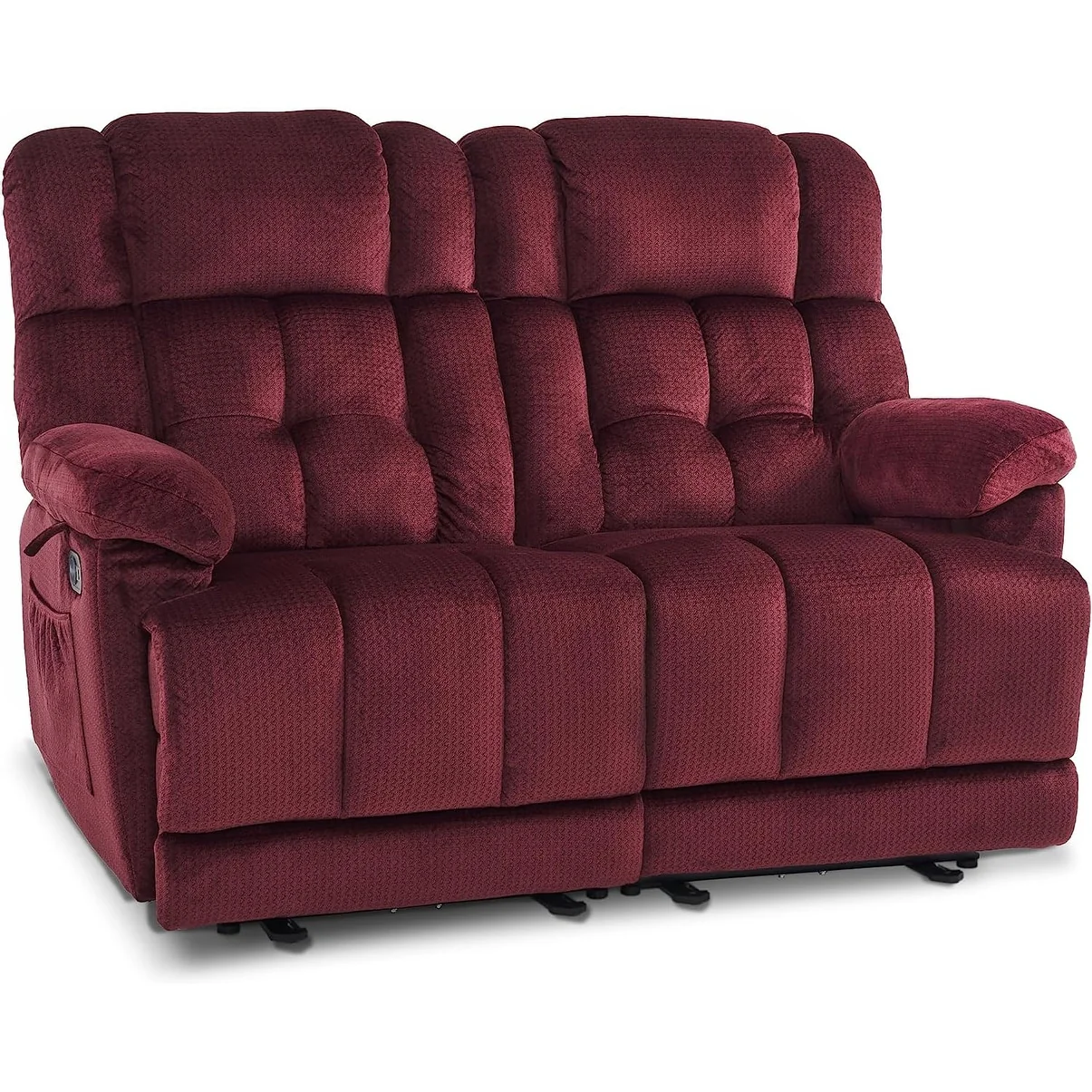 MCombo Electric Power Reclining Loveseat Sofa with Heat and Massage, Fabric 6237