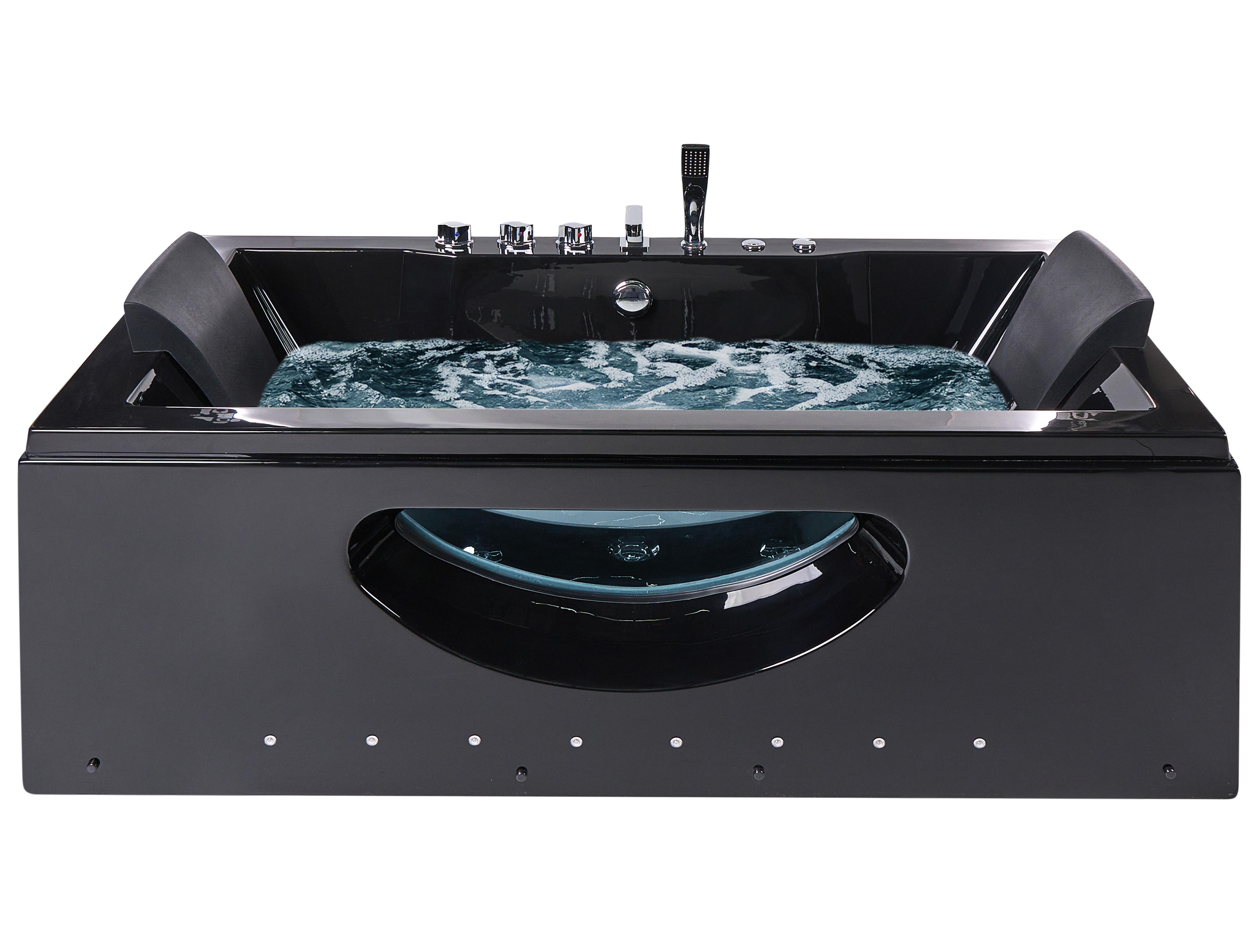 Corner Hot Tub with LED HAWES 1800 x 900 mm Black