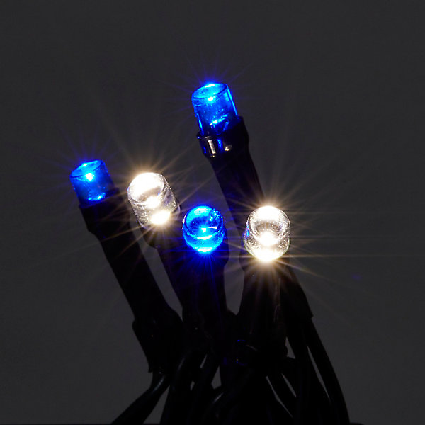Guirlande lumineuse LED intérieure blanc froid/bleu câble vert 8 fonctions 11 m