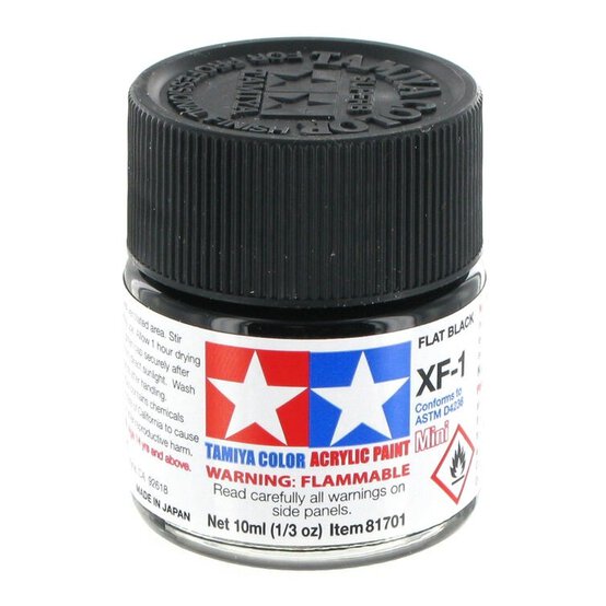 Tamiya Colour Acrylic Paint XF-1 Flat Black 10ml