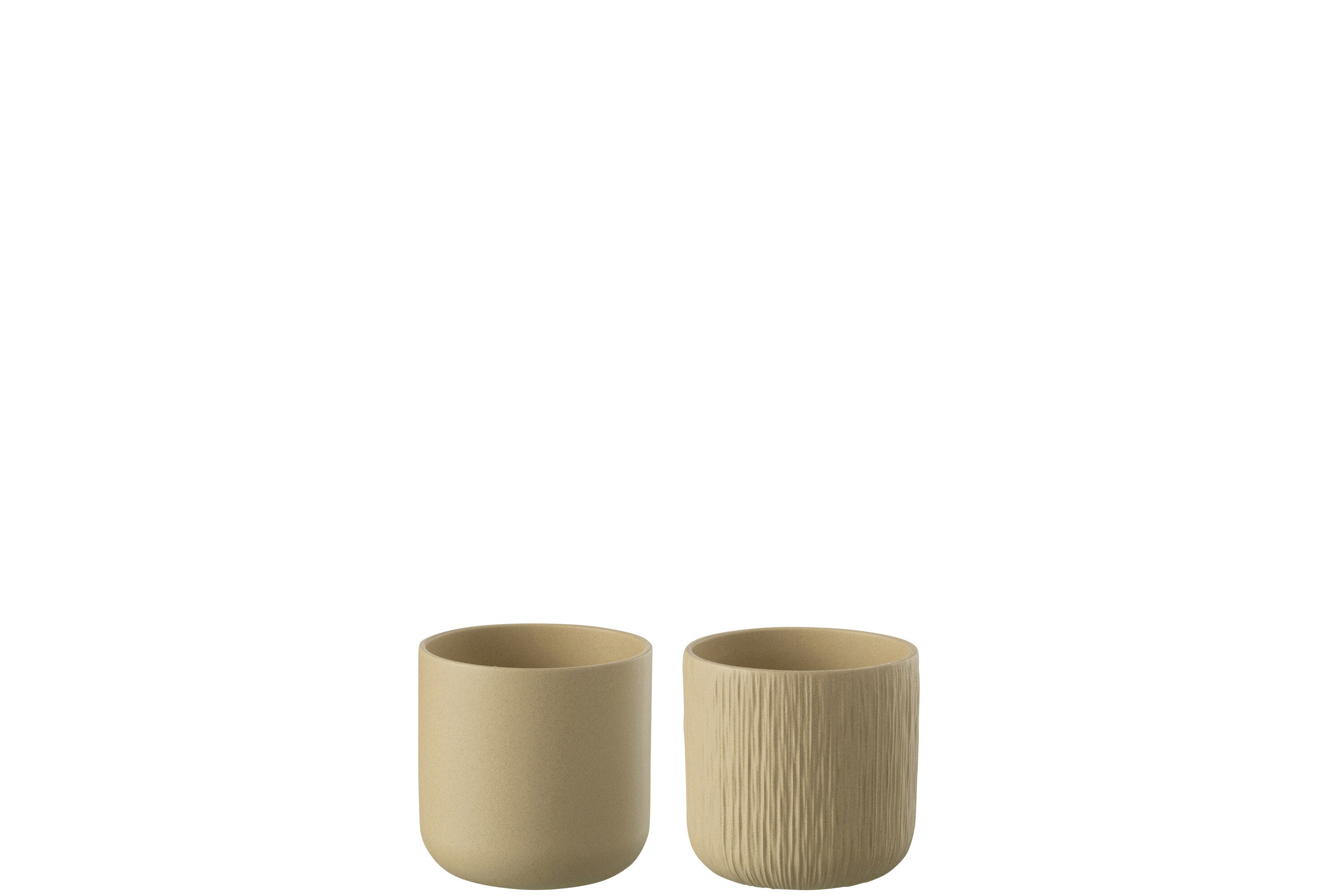 J-Line bloempot Gen - keramiek - beige - XXS - 4 stuks - Ø 7 cm