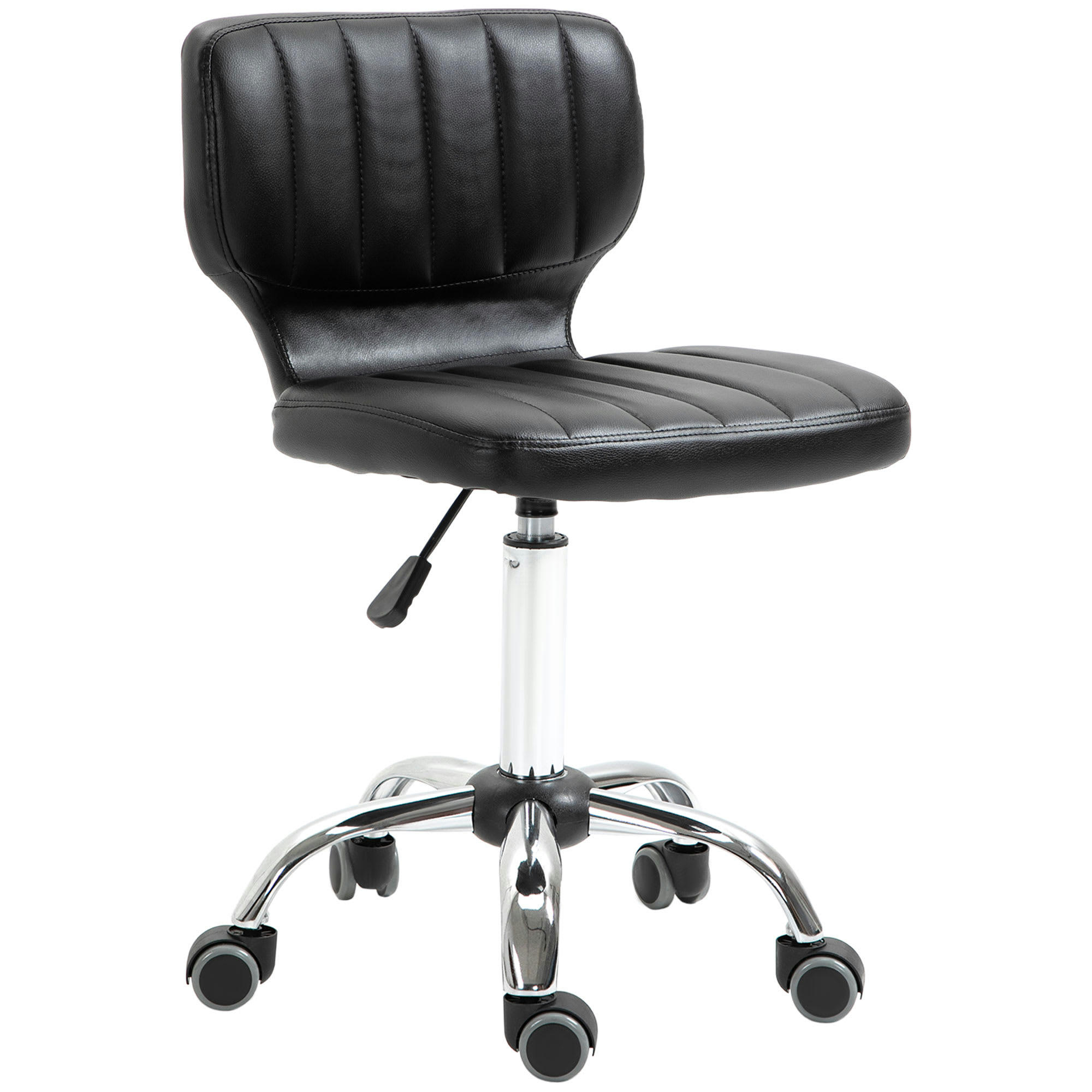 - Tabouret de massage réglable pivotant métal chromé matelassé noir