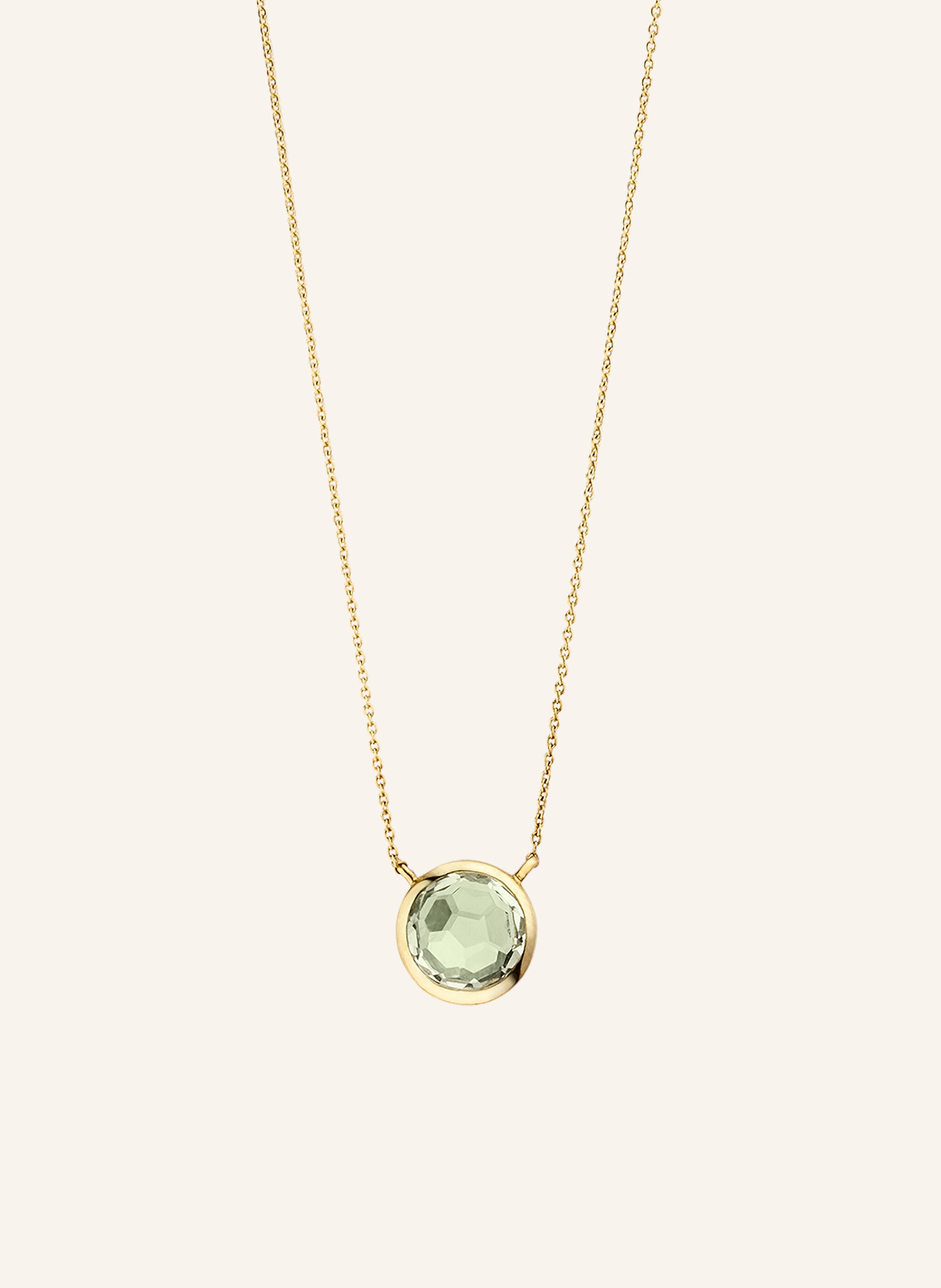 Leaf Halskette GREEN AMETHYST aus14 Karat Gelbgold